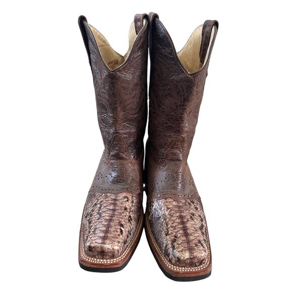 Los Altos Boots Genuine Python Brown Square Toe Size 9 EE 6682 Cowboy Western main image 6